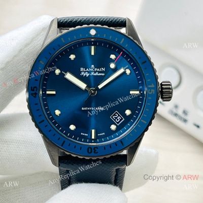 Swiss Copy Blancpain Bathyscaphe Fifty Fathoms Watch Blue Bezel 43mm